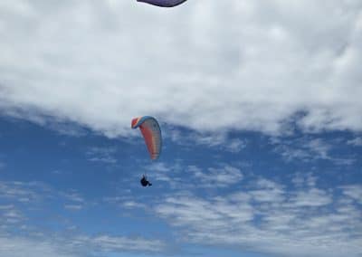 Paragliders flying together over Wilderness